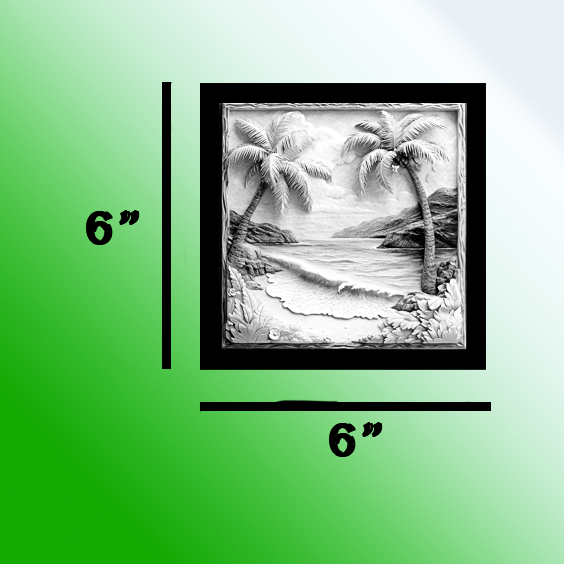 Beach Scene with Palm Trees Engraved Tile
