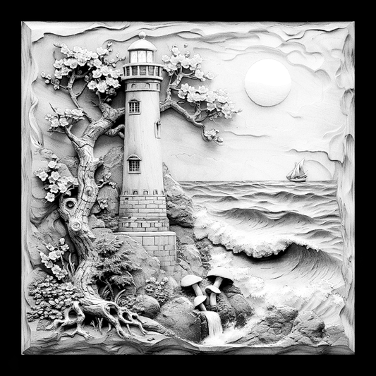Beach Lighthouse Engraved Tile