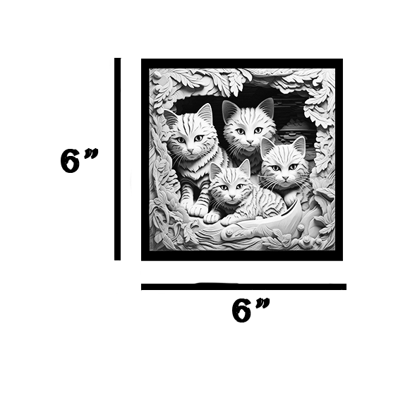 Cat Family Engraved Tile