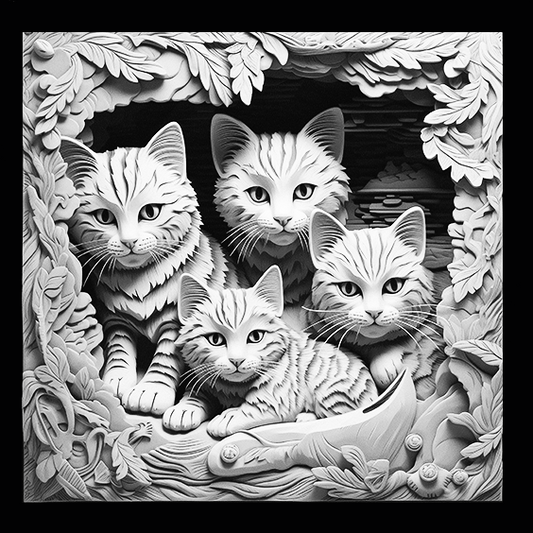 Cat Family Engraved Tile