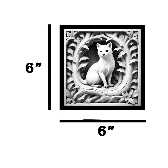 White Fox Engraved Tile