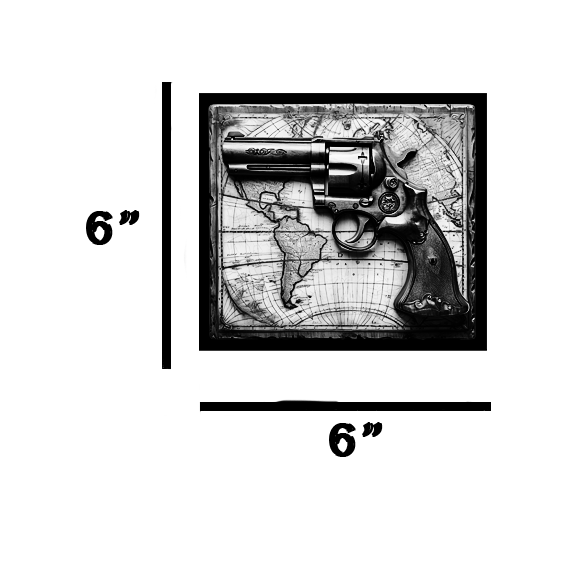 Gun on World Map Engraved Tile