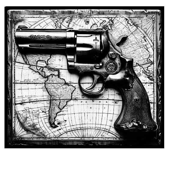 Gun on World Map Engraved Tile