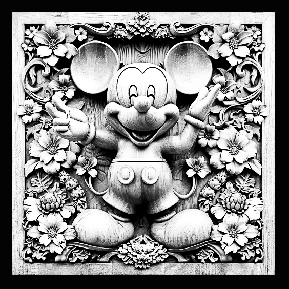 Cartoon Flower Mickey Mouse Engraved Tile