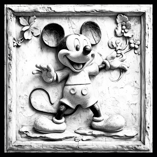 Butterfly Catching Mickey Mouse Engraved Tile