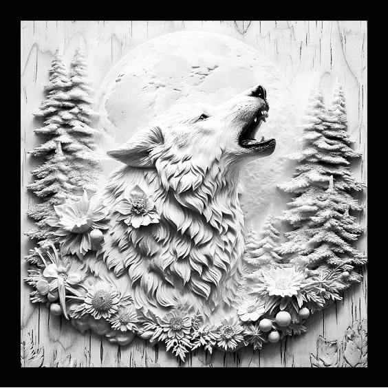 Lone Wolf Howling Engraved Tile