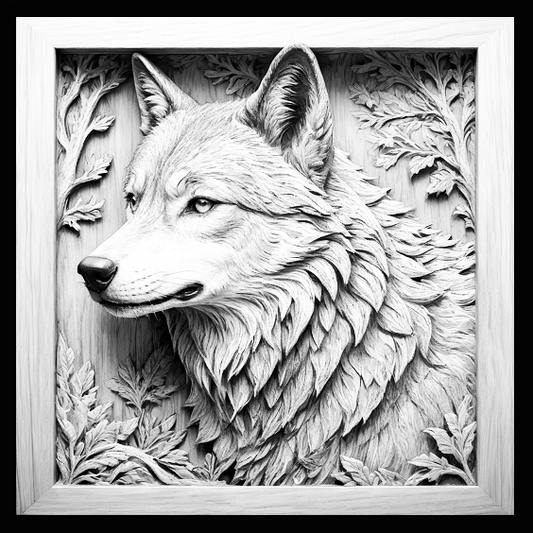 Profile View of Wolf Engraved Tile