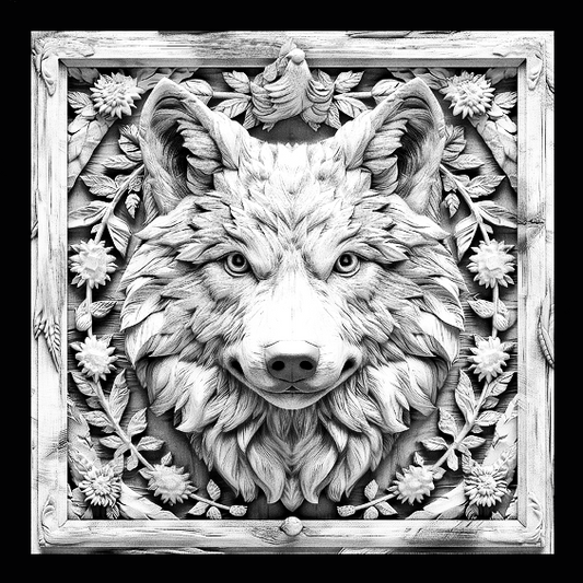 Wolf Close Up Engraved Tile