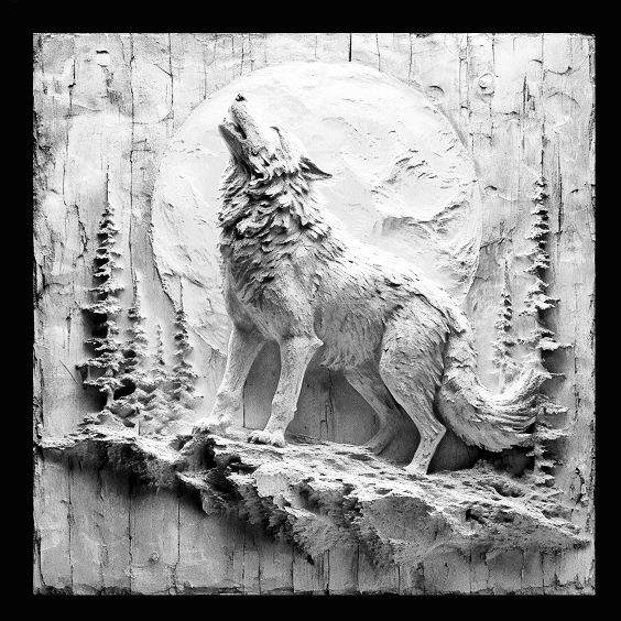 Mountain Wolf Engraved Tile