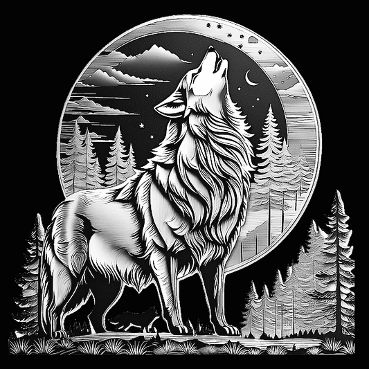 Tribal Wolf Engraved Tile
